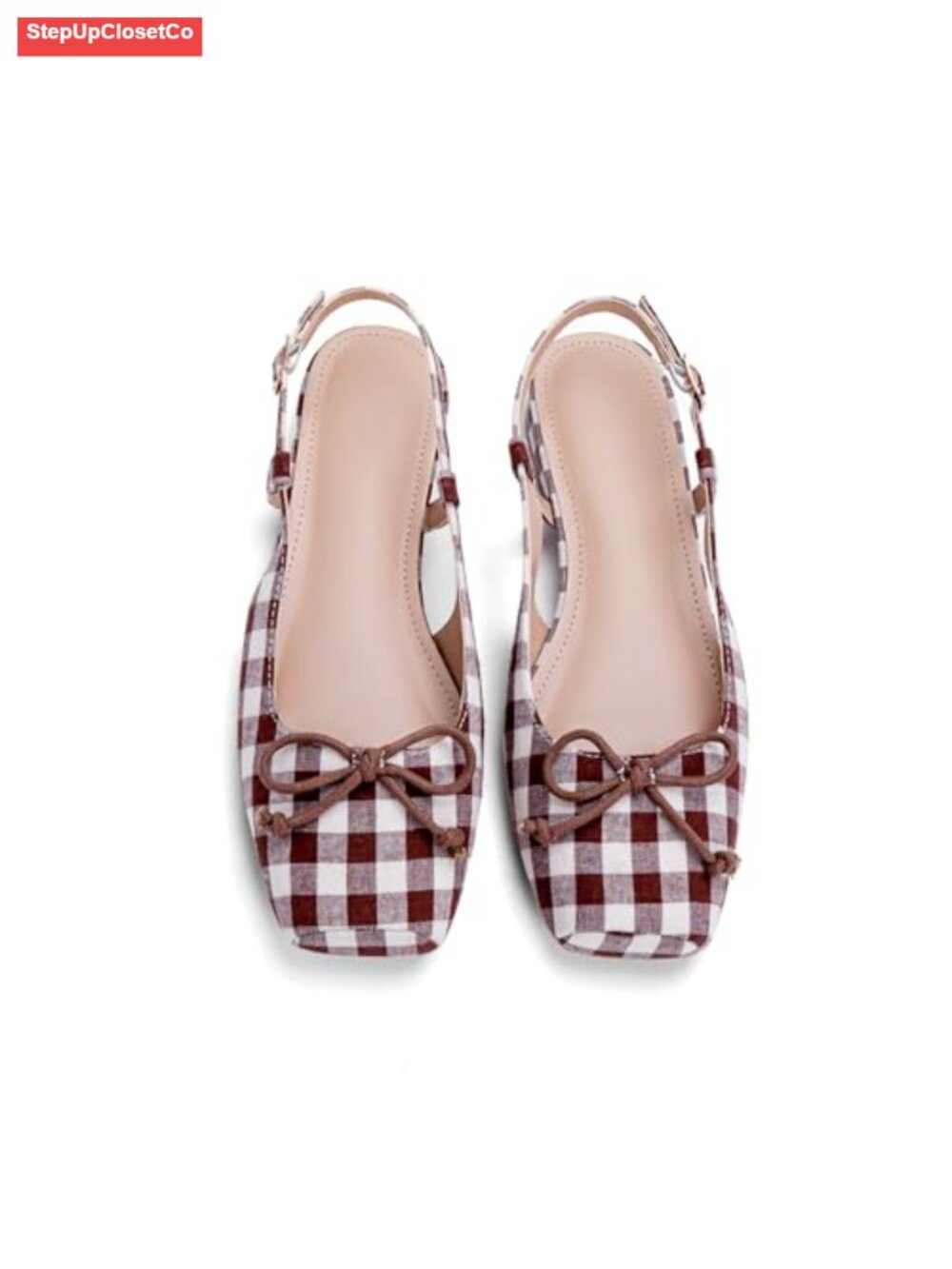 Ballet Flats Square Toe Bow Knit Dressy Flat Shoes with Ankle Buckles Satin